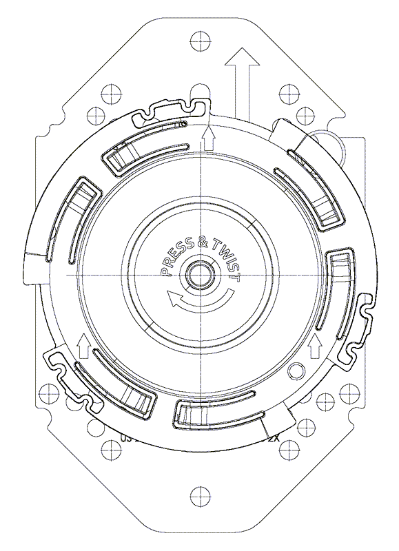 Metal wall part in the background and a circular plastic part in the foreground. Metal wall part in the background and a circular plastic part in the foreground.